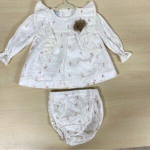 Foque White Easter Deer Dress with Diaper Cover